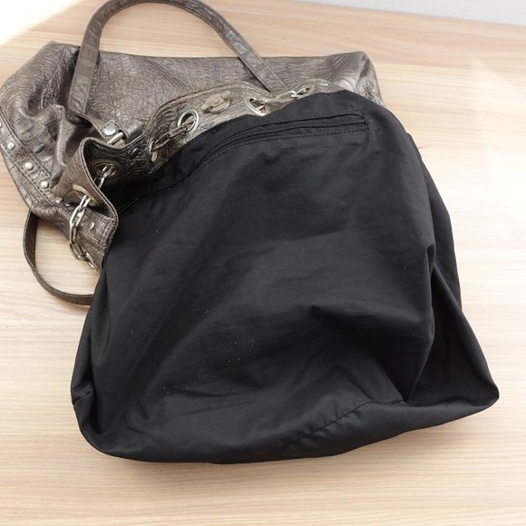 Crocodile Bag Leather Shoulder Gray Bucket Purse Embossed Studded Exotic Faux - Picture 13 of 15